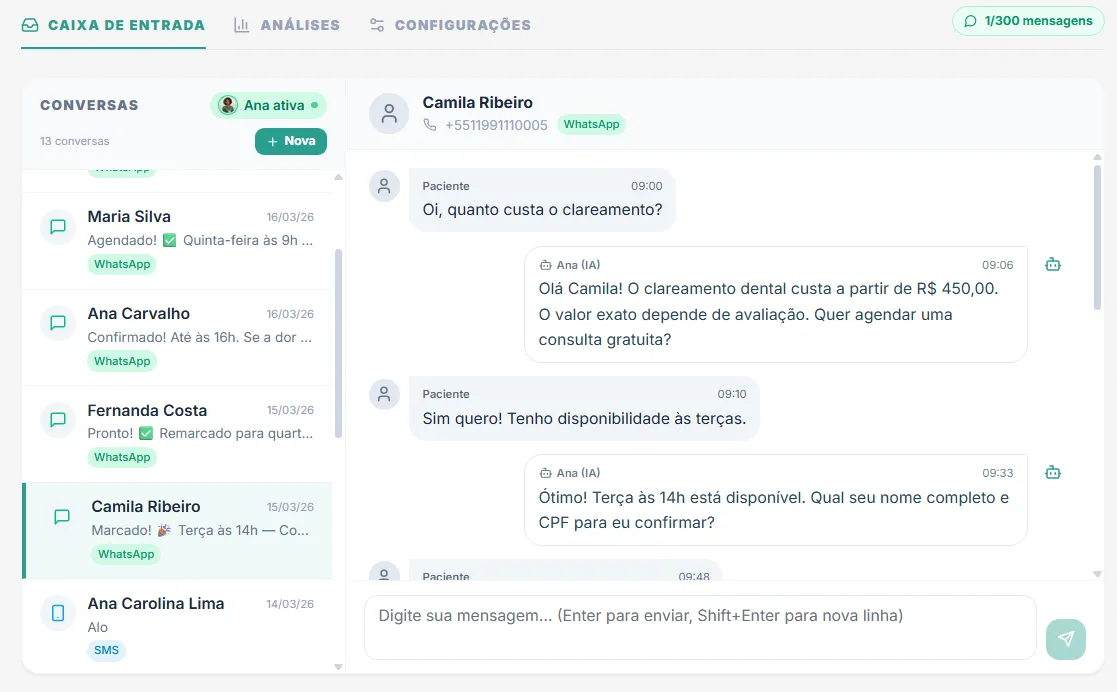 Você perde pacientes enquanto atende ou descansa.